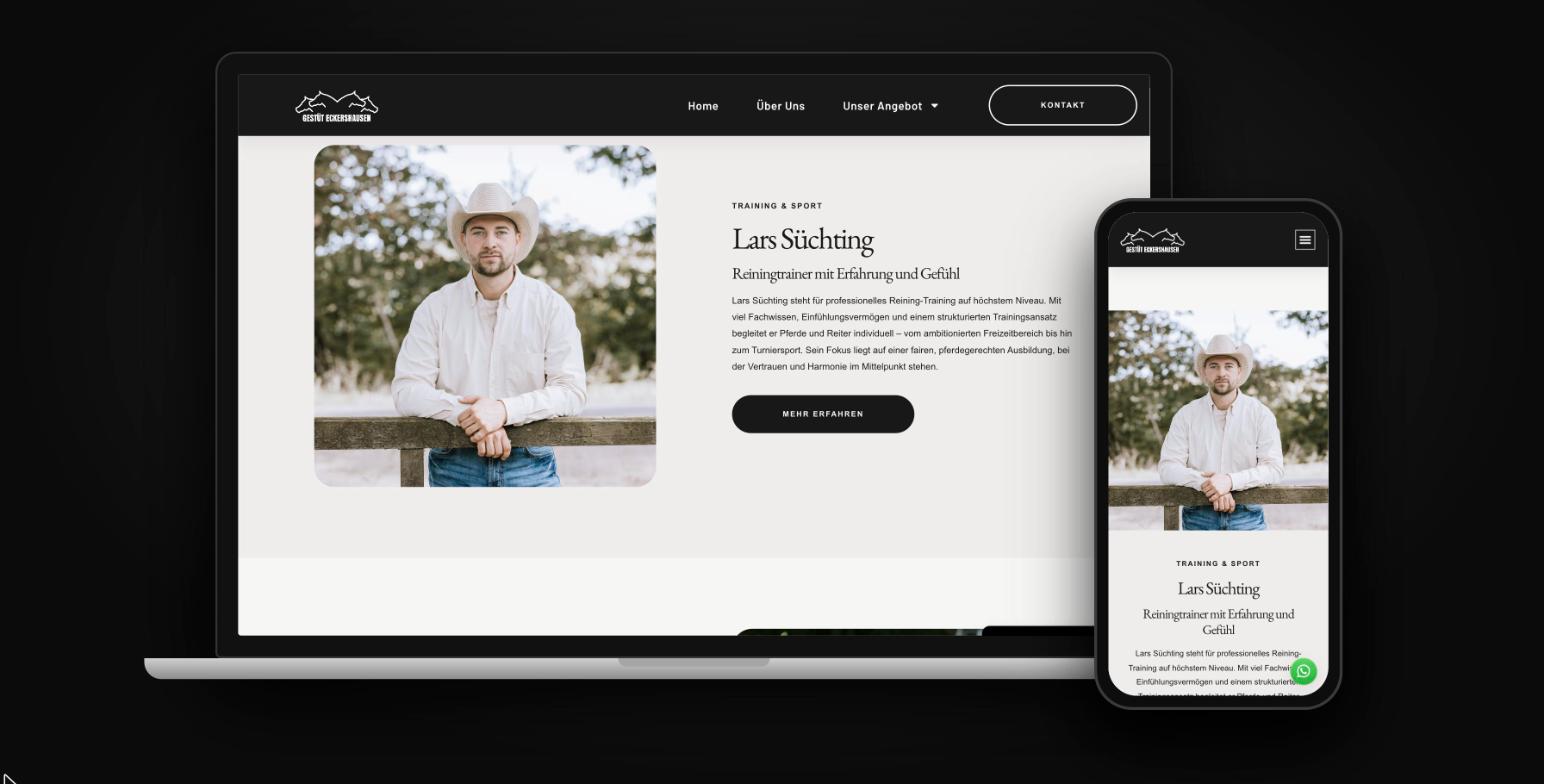 Website-Mockup Gestüt Eckershausen – Training (Webdesign EQUANTA)